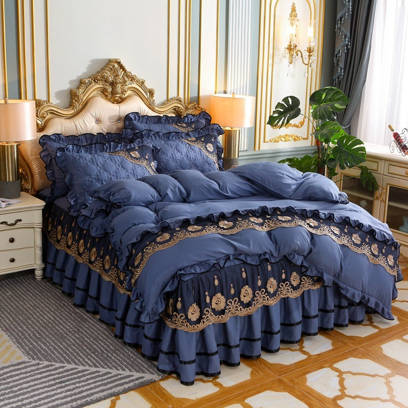KTX-725139 European Style Quilted Bedspread Set with Bed Skirt - Various Colors Available