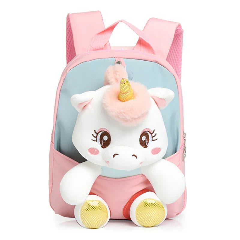KTX-725395 Rainbow Horse Plush Backpack for Kids - 22x10x26CM, Animal Design, Perfect for School and Home Decoration