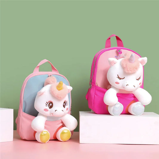 KTX-725395 Rainbow Horse Plush Backpack for Kids - 22x10x26CM, Animal Design, Perfect for School and Home Decoration