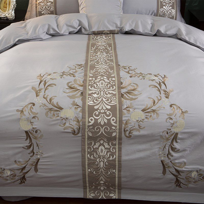 KTX-725459 Elegant European-Style Multi-Piece Cotton Satin Bedding Set - Four-Piece and Seven-Piece Options Available, Perfect for 1.5-2.0m Beds