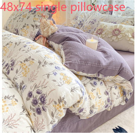 KTX-726099 Jacquard Yarn Cotton Mattress Cover Set with Cartoon and Floral Pattern, Available in Multiple Sizes