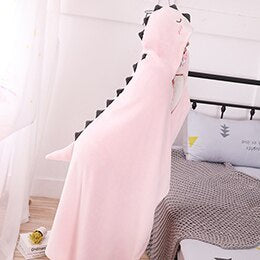 KTX-726611 Cartoon Coral Fleece Shawl Cape Blanket in Mint Green and Light Pink