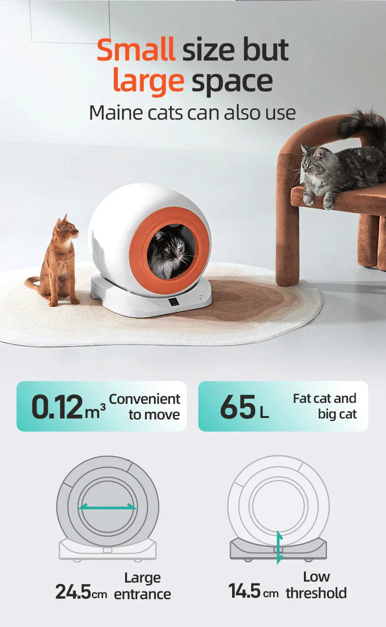 KTX-726739 Smart Automatic Cat Litter Box with App Control and Self-Cleaning Feature, 9L Capacity, Safety Design