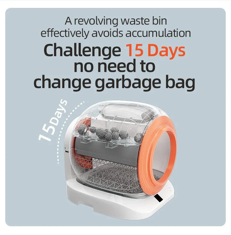 KTX-726739 Smart Automatic Cat Litter Box with App Control and Self-Cleaning Feature, 9L Capacity, Safety Design