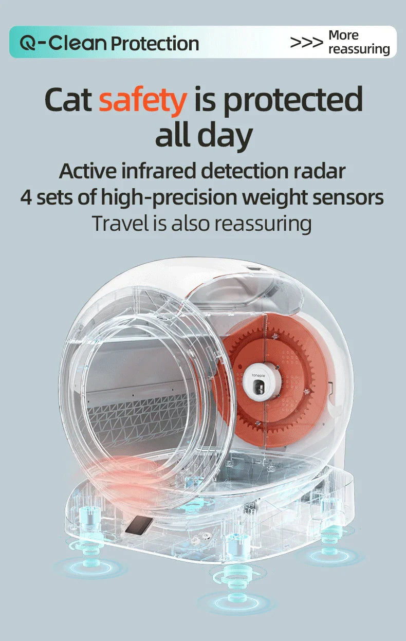 KTX-726739 Smart Automatic Cat Litter Box with App Control and Self-Cleaning Feature, 9L Capacity, Safety Design