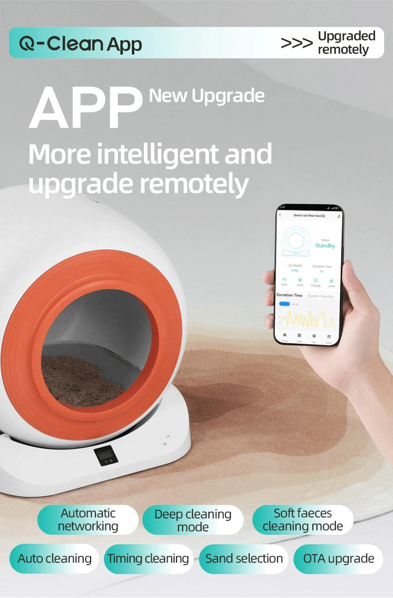 KTX-726739 Smart Automatic Cat Litter Box with App Control and Self-Cleaning Feature, 9L Capacity, Safety Design