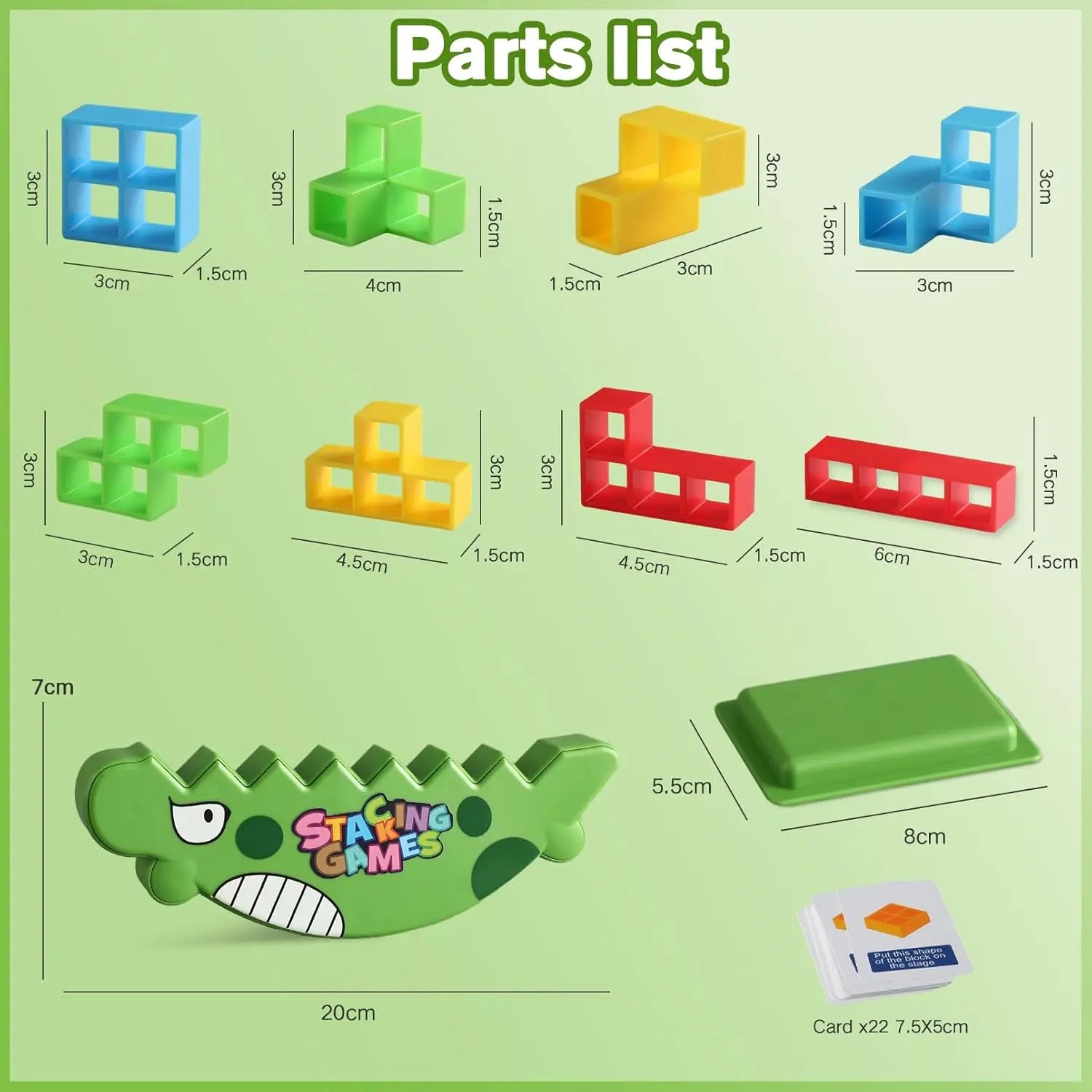 KTX-727123 Kids Educational Stacking Balance Blocks Game - 48 Piece Plastic Puzzle Toy