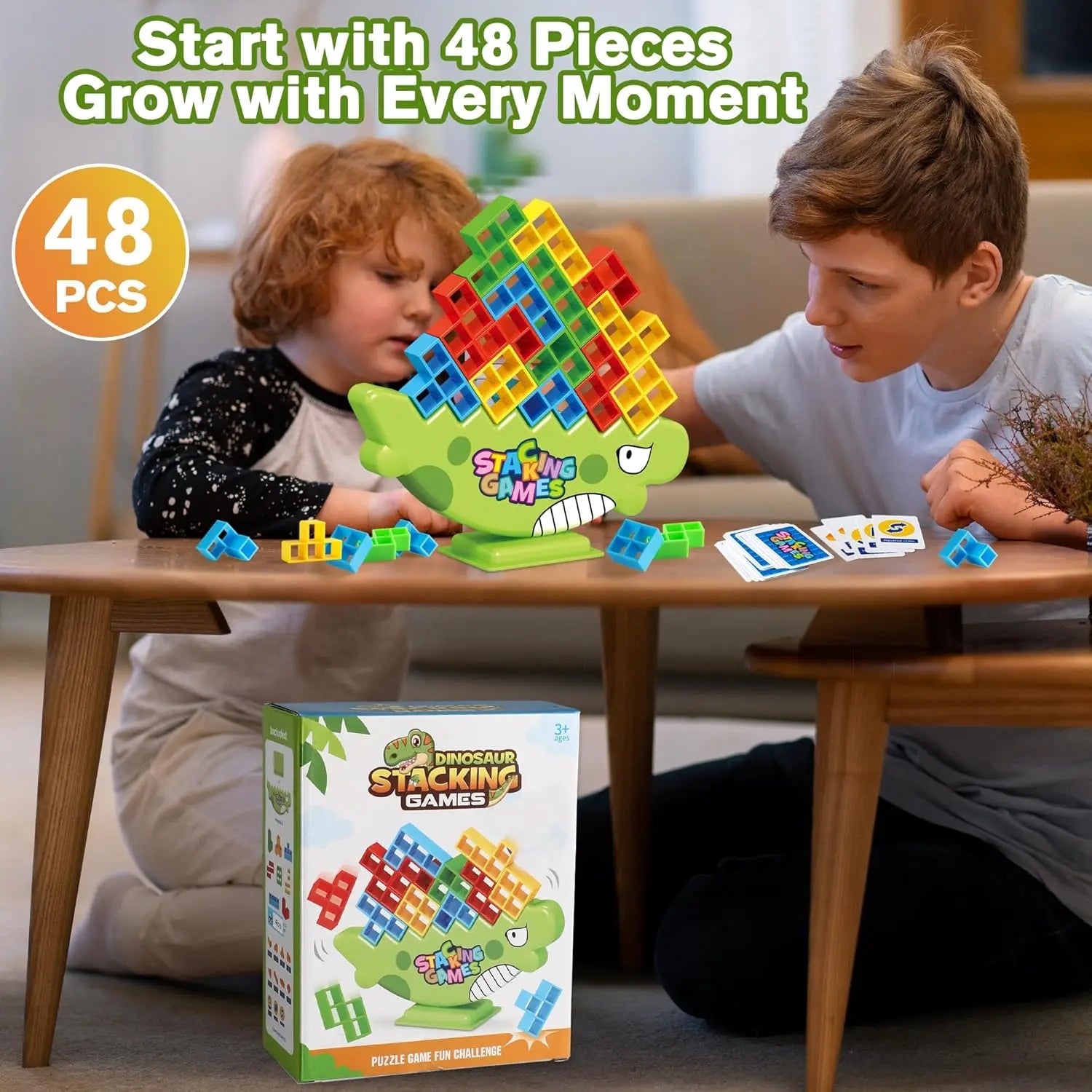 KTX-727123 Kids Educational Stacking Balance Blocks Game - 48 Piece Plastic Puzzle Toy