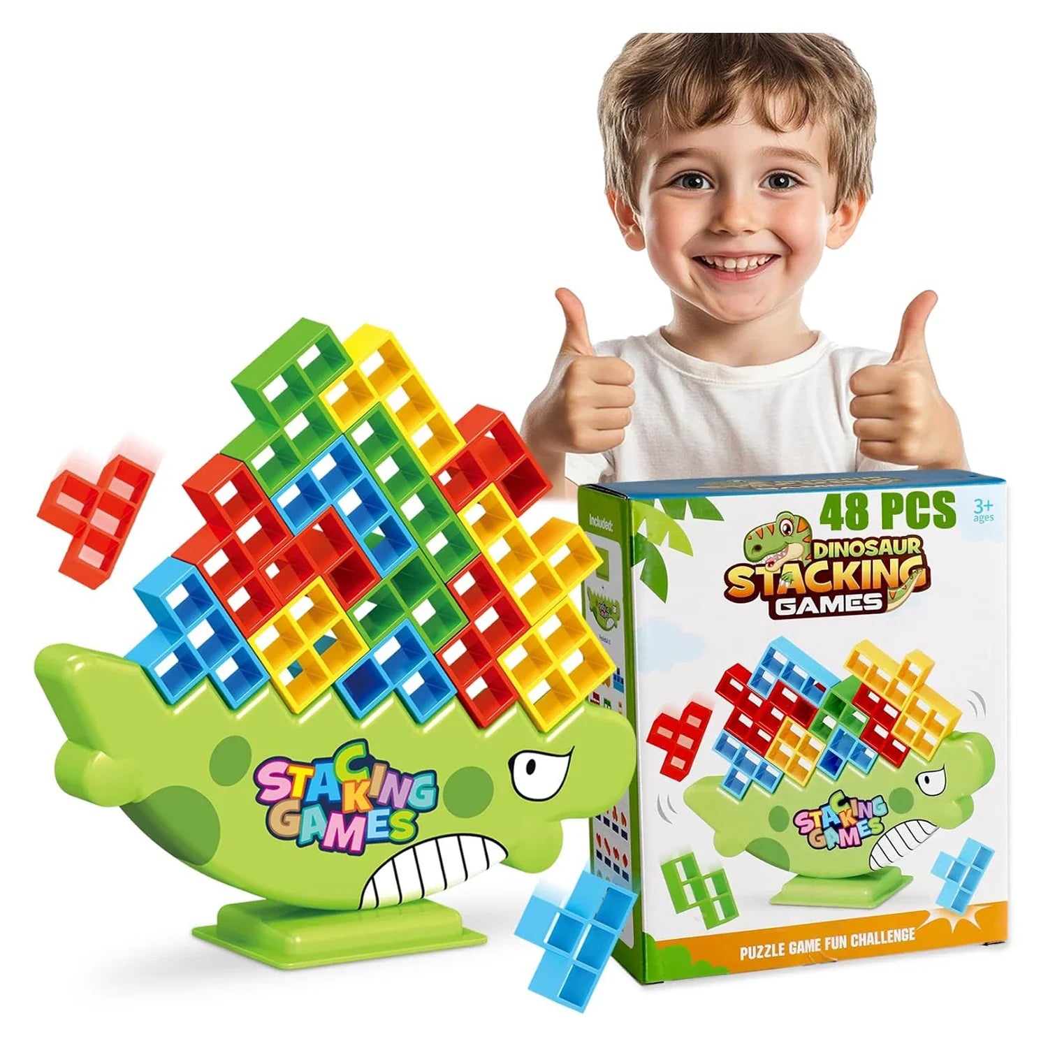 KTX-727123 Kids Educational Stacking Balance Blocks Game - 48 Piece Plastic Puzzle Toy