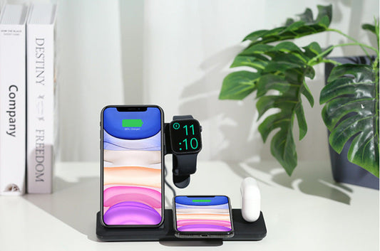 KTX-727507 Three-in-One Wireless Charger with 15W Output for Apple Watch, AirPods, and Smartphone
