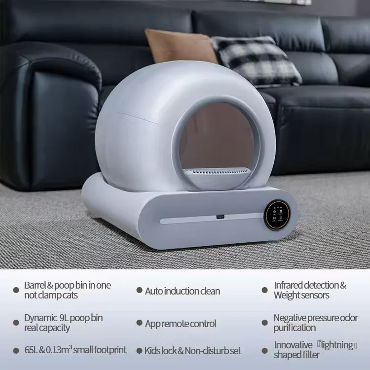 KTX-727891 Smart Self-Cleaning Cat Litter Box with Wi-Fi Connectivity and Eco-Friendly Design