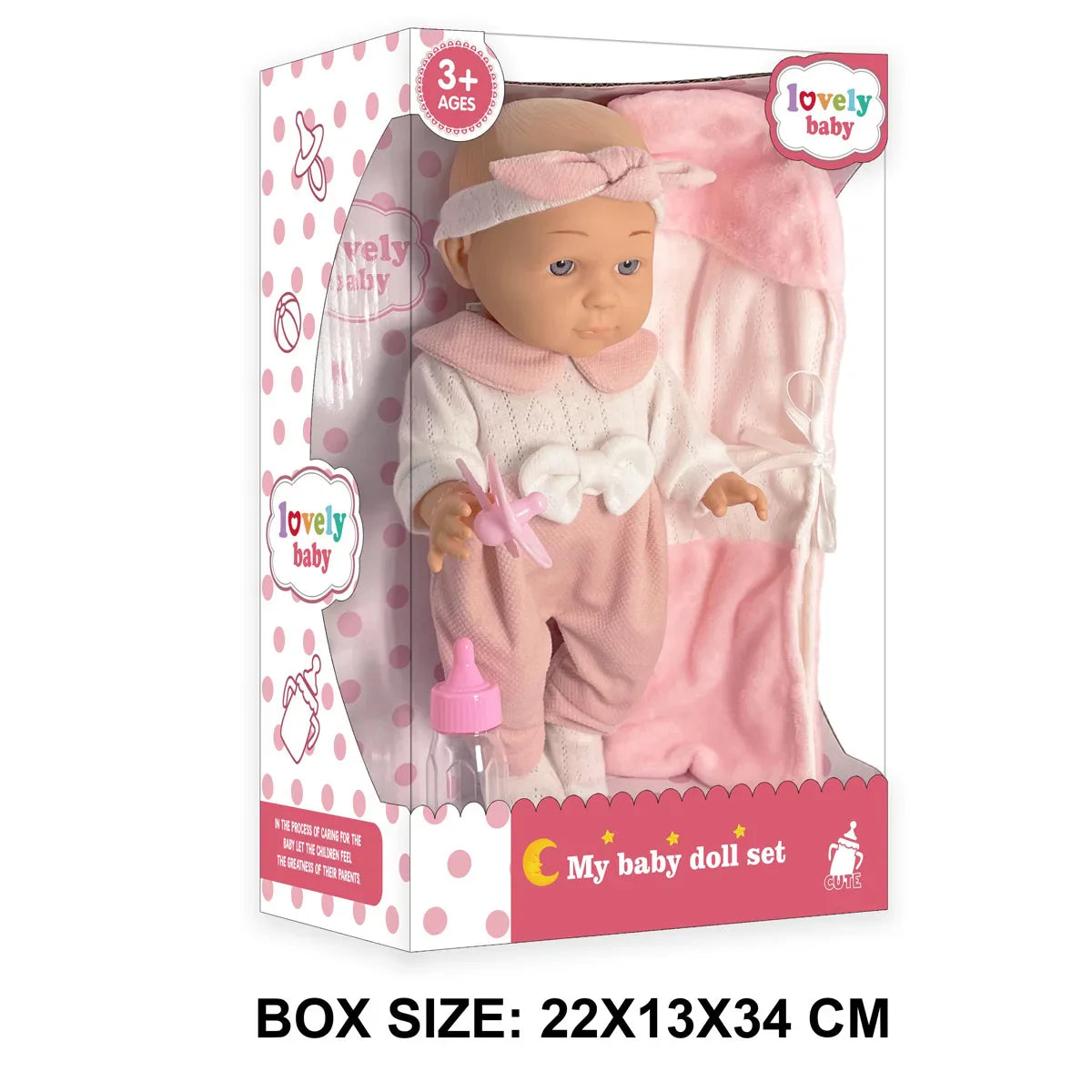 KTX-728275 12 Inch Realistic Newborn Baby Doll Set with Bottle and Comfort Blanket for Kids