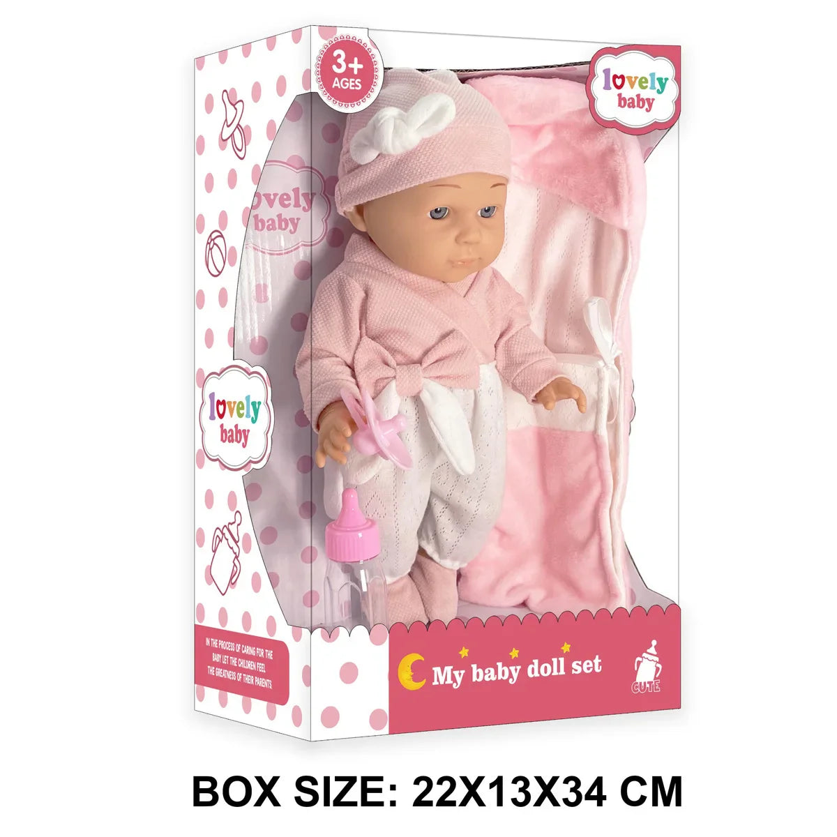 KTX-728275 12 Inch Realistic Newborn Baby Doll Set with Bottle and Comfort Blanket for Kids