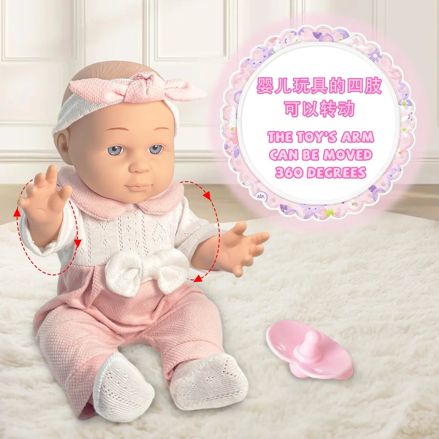 KTX-728275 12 Inch Realistic Newborn Baby Doll Set with Bottle and Comfort Blanket for Kids