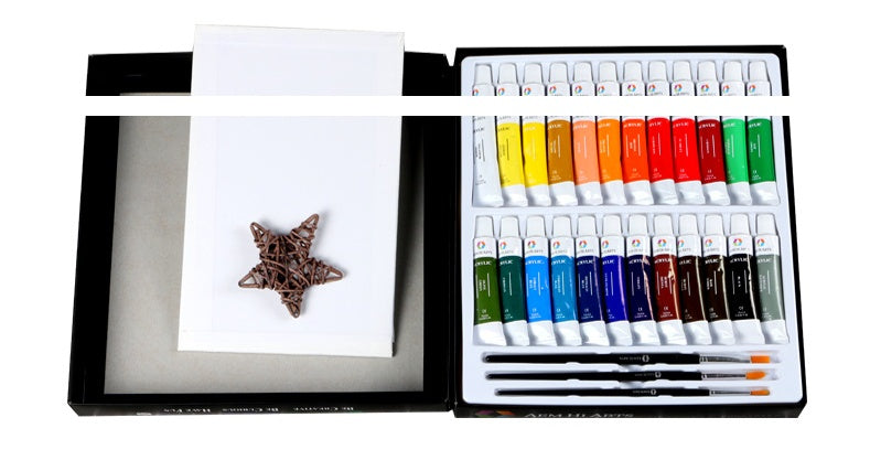 KTX-728531 24 Color Acrylic Paint Set with Palette and Brushes for Oil Painting - 12ml Tubes