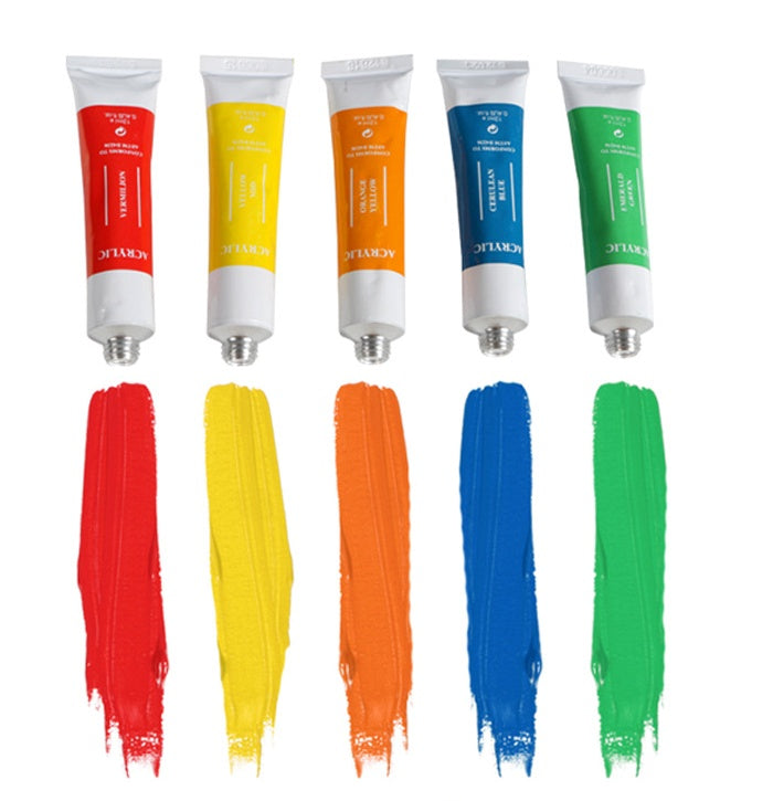 KTX-728531 24 Color Acrylic Paint Set with Palette and Brushes for Oil Painting - 12ml Tubes