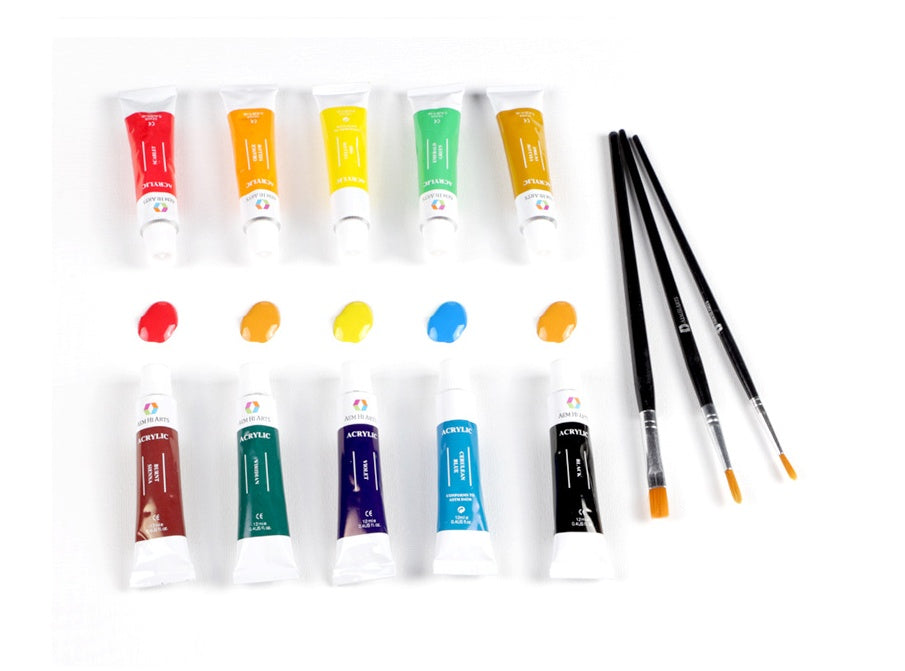 KTX-728531 24 Color Acrylic Paint Set with Palette and Brushes for Oil Painting - 12ml Tubes