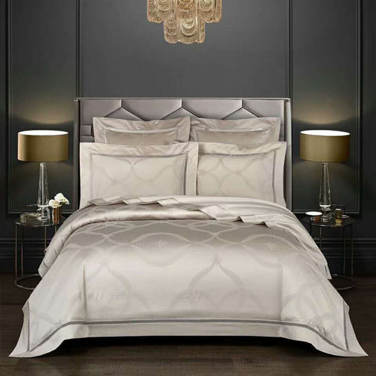 KTX-728915 Jacquard Pure Cotton Solid Color Bedding Set - Four-piece & Six-piece Options Available, Modern European Style