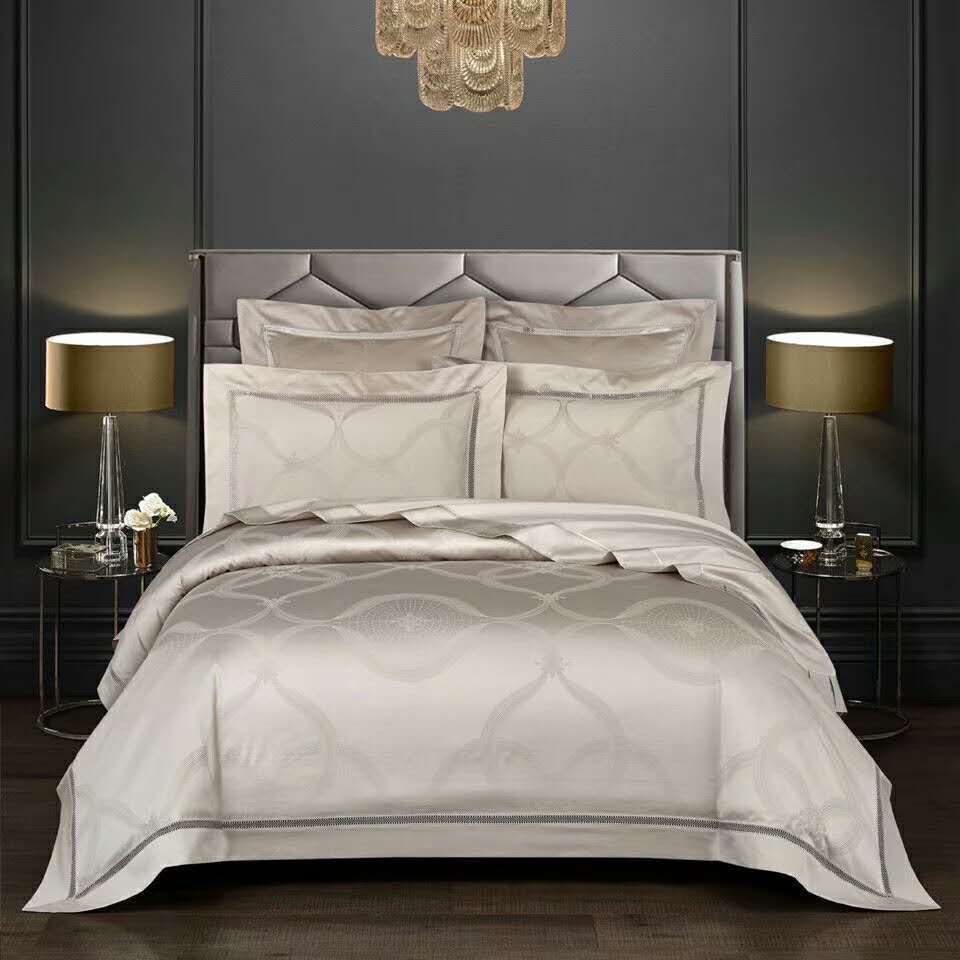 KTX-728915 Jacquard Pure Cotton Solid Color Bedding Set - Four-piece & Six-piece Options Available, Modern European Style
