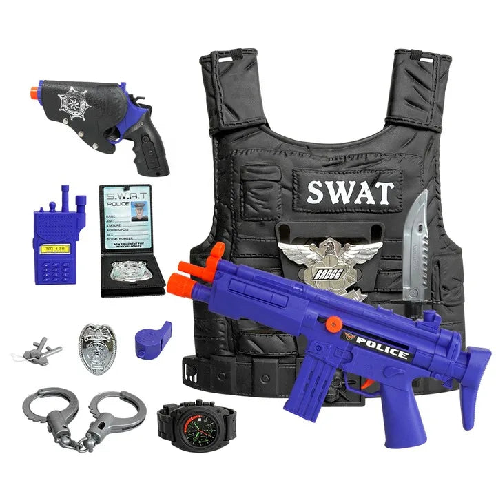 KTX-729427 Police Officer Costume Play Set for Kids - Role Playing Game Set with Accessories