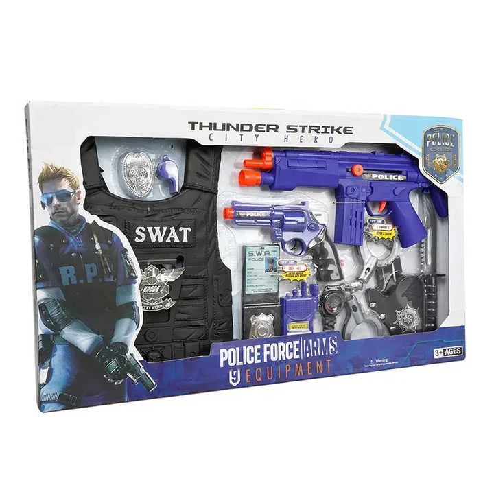 KTX-729427 Police Officer Costume Play Set for Kids - Role Playing Game Set with Accessories