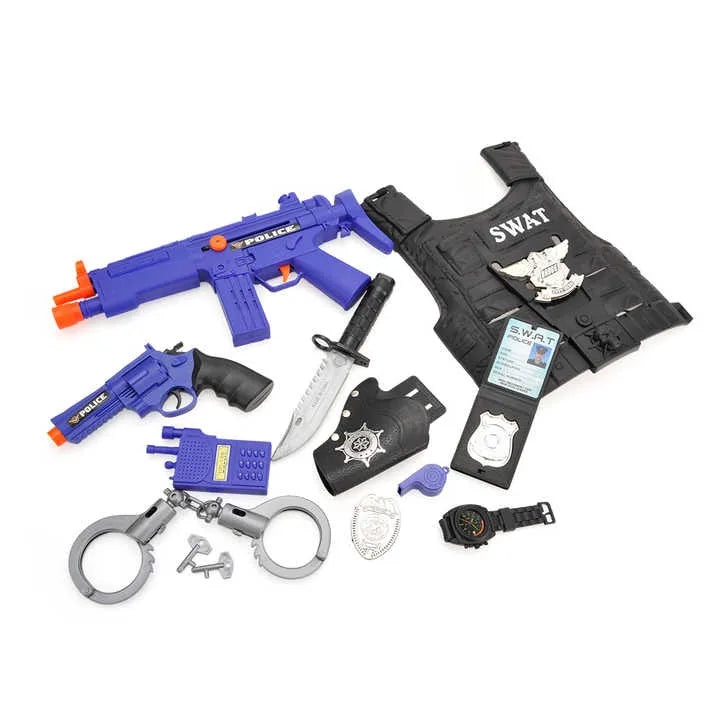 KTX-729427 Police Officer Costume Play Set for Kids - Role Playing Game Set with Accessories