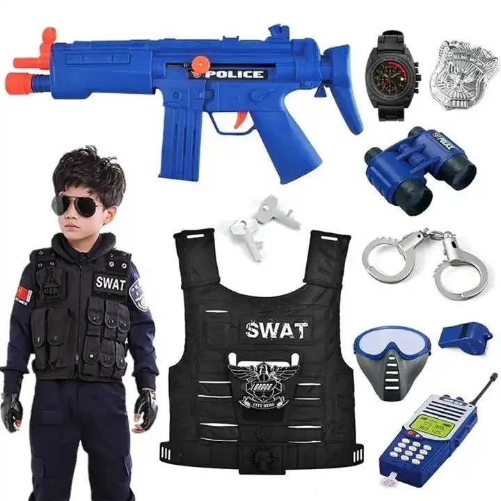 KTX-729427 Police Officer Costume Play Set for Kids - Role Playing Game Set with Accessories