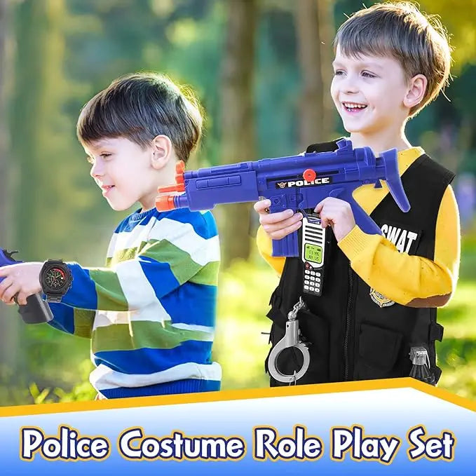 KTX-729427 Police Officer Costume Play Set for Kids - Role Playing Game Set with Accessories