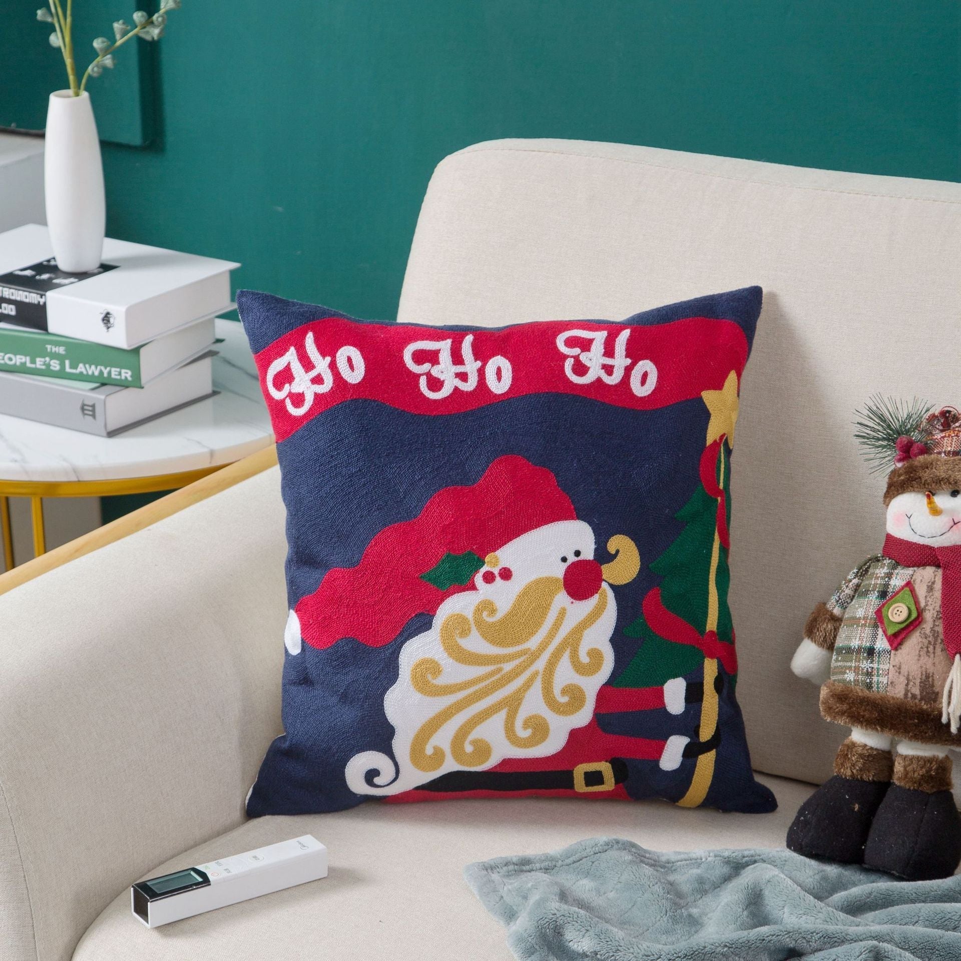 KTX-729555 Christmas Embroidery Pillow Case - 45x45cm Cotton Covers in Mixed Color Designs