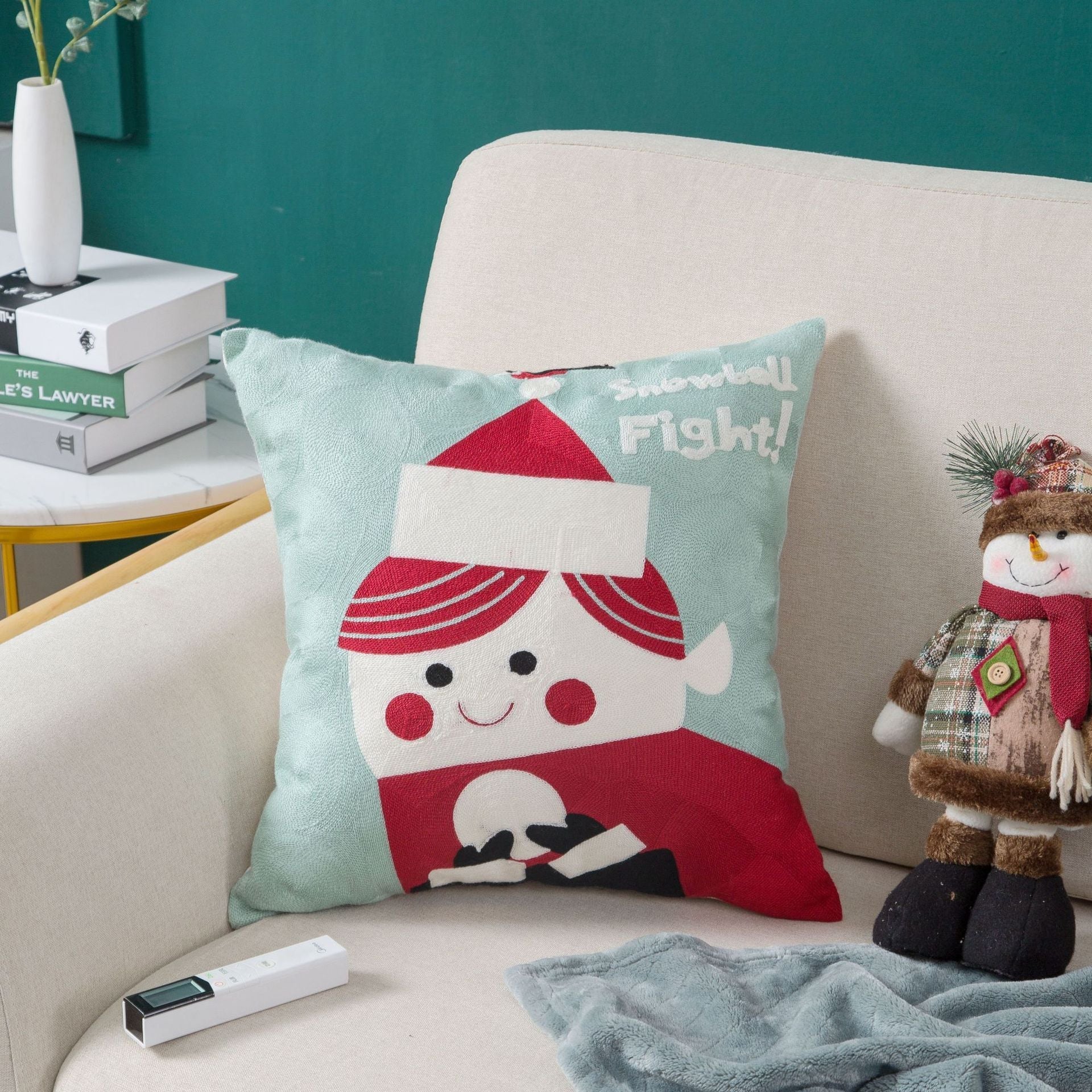 KTX-729555 Christmas Embroidery Pillow Case - 45x45cm Cotton Covers in Mixed Color Designs