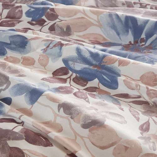 KTX-730067 Floral Comforter Set with Bed Sheets in Blue - Queen Size, Soft Microfiber and Hypoallergenic Filling