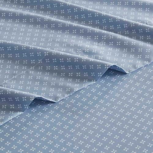 KTX-730067 Floral Comforter Set with Bed Sheets in Blue - Queen Size, Soft Microfiber and Hypoallergenic Filling