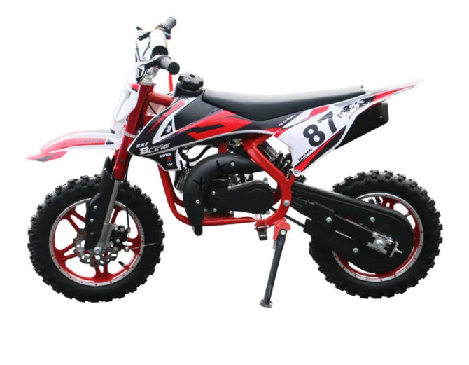 KTX-731475 49cc 2-Stroke Gas Engine Pocket Dirt Bike for Kids, 40-60 km/h Speed, 10-Inch Wheels, Disc Brakes