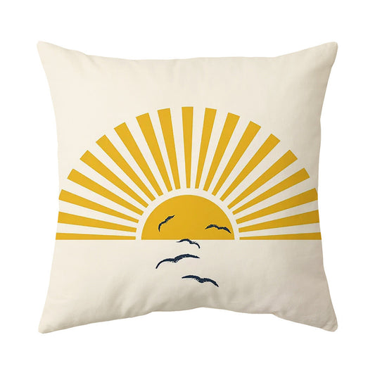 KTX-731731 Bohemian Floral Print Peach Skin Velvet Pillow Cover - 45x45CM