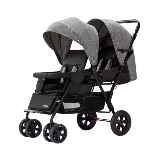 KTX-732243 3 in 1 Foldable Twin Baby Stroller for Infants 0-3 Years - European Design