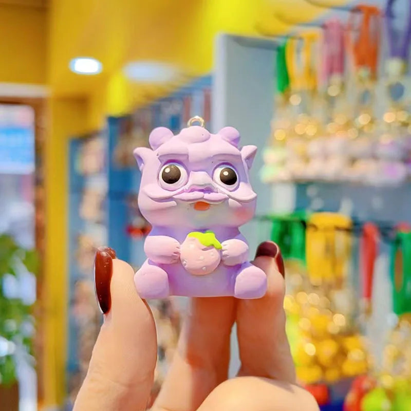 KTX-732883 2024 Year of the Dragon Cartoon Keychain - PVC Soft Rubber Lanyard Accessory for Bags and Car Keys