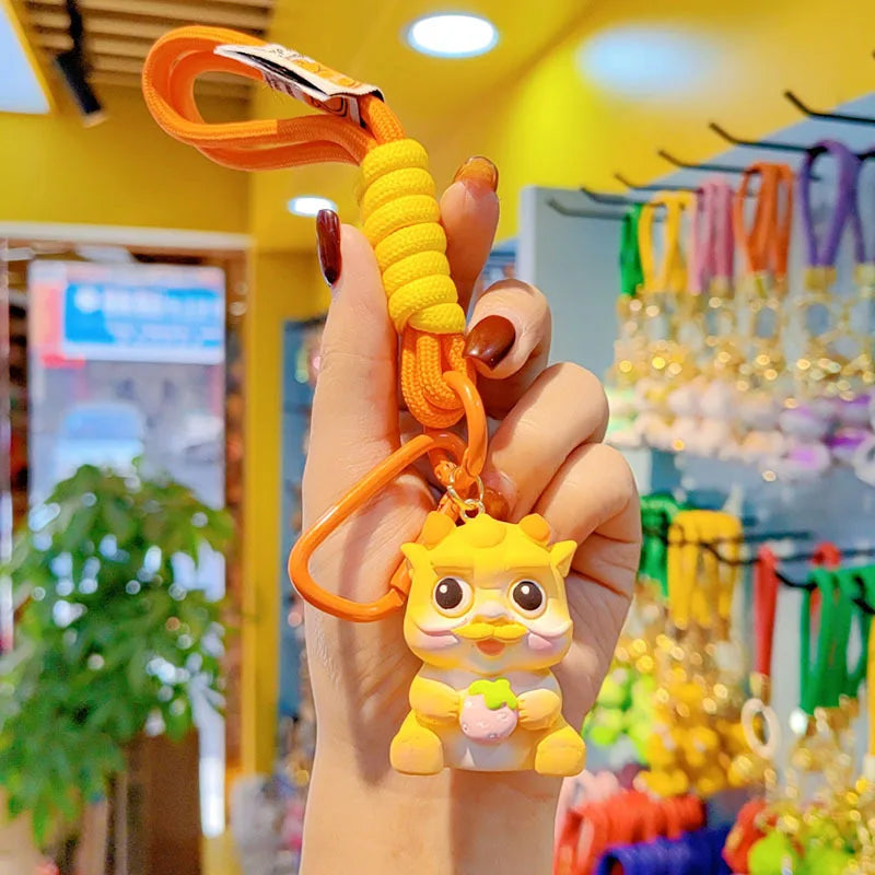 KTX-732883 2024 Year of the Dragon Cartoon Keychain - PVC Soft Rubber Lanyard Accessory for Bags and Car Keys