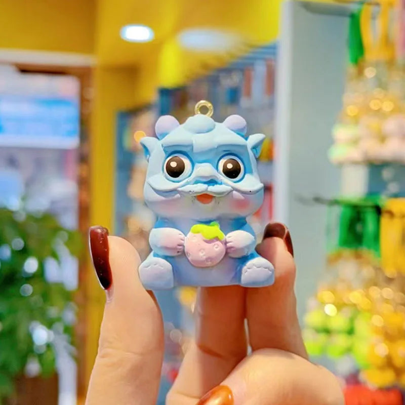 KTX-732883 2024 Year of the Dragon Cartoon Keychain - PVC Soft Rubber Lanyard Accessory for Bags and Car Keys