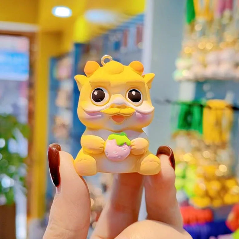 KTX-732883 2024 Year of the Dragon Cartoon Keychain - PVC Soft Rubber Lanyard Accessory for Bags and Car Keys