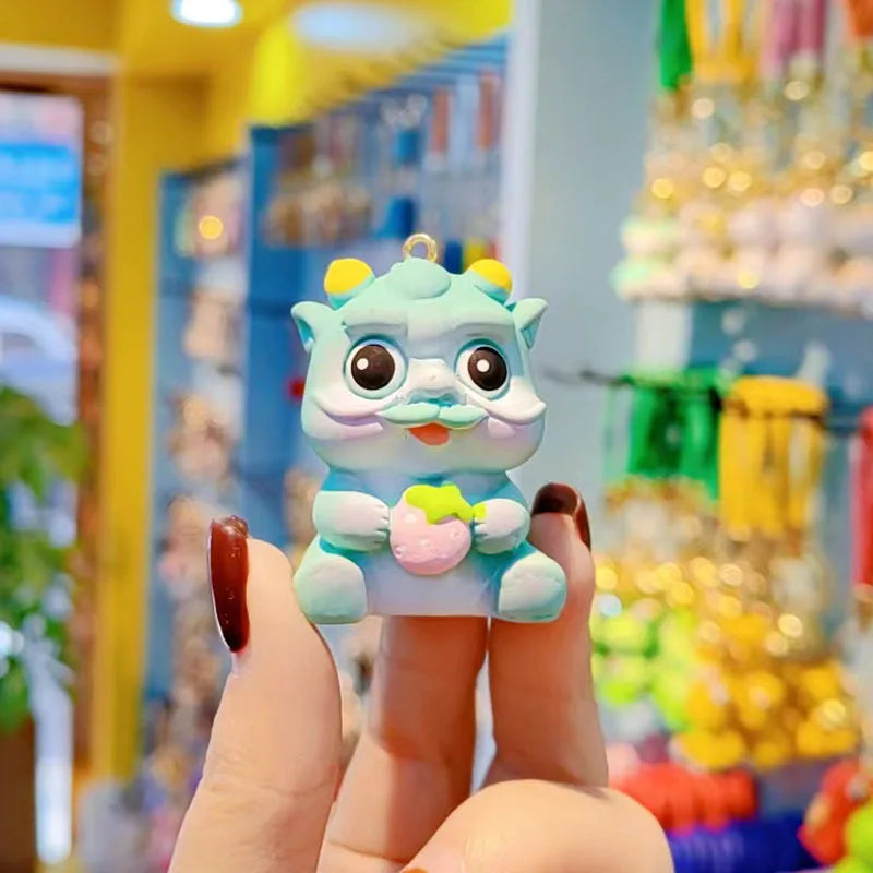 KTX-732883 2024 Year of the Dragon Cartoon Keychain - PVC Soft Rubber Lanyard Accessory for Bags and Car Keys