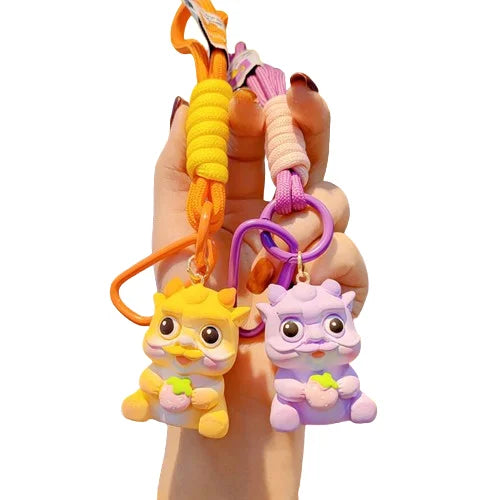 KTX-732883 2024 Year of the Dragon Cartoon Keychain - PVC Soft Rubber Lanyard Accessory for Bags and Car Keys