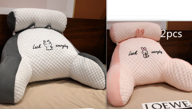 KTX-732883 Ergonomic Large Triangle Reading Pillow with Detachable Soft Lumbar Support for Bedside and Office Use