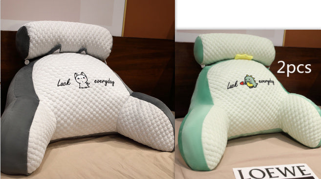 KTX-732883 Ergonomic Large Triangle Reading Pillow with Detachable Soft Lumbar Support for Bedside and Office Use