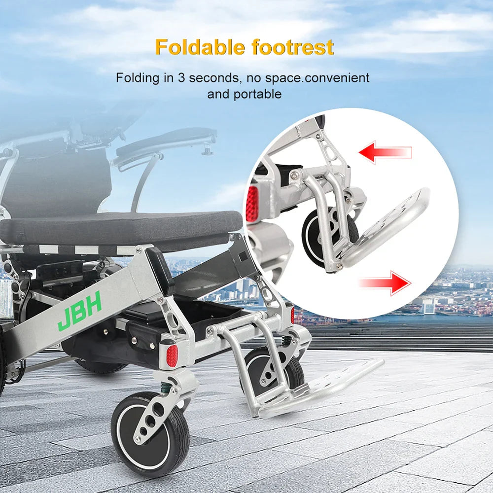KTX-733075 Lightweight Portable Electric Foldable Wheelchair with Remote Control - Aluminum Frame, 200 kg Capacity