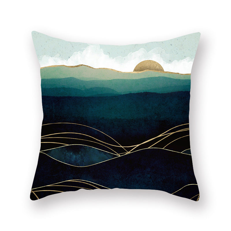 KTX-733587 Super Soft Peach Skin Pillowcase in Modern Landscape Design, 45x45 cm, 100% Polyester