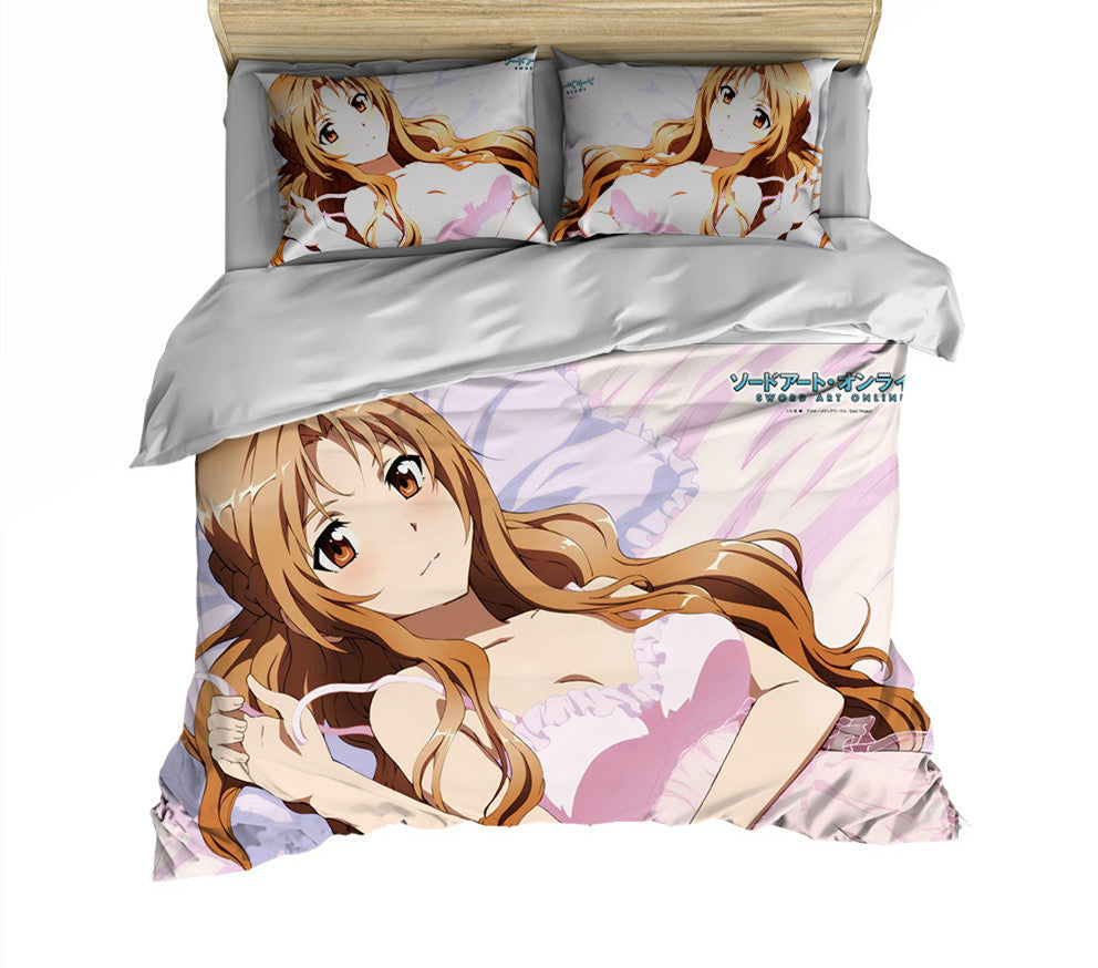 KTX-734035 Three-Piece Cartoon Bedding Set for 1.35m Bed - Digital Print Polyester Fabric