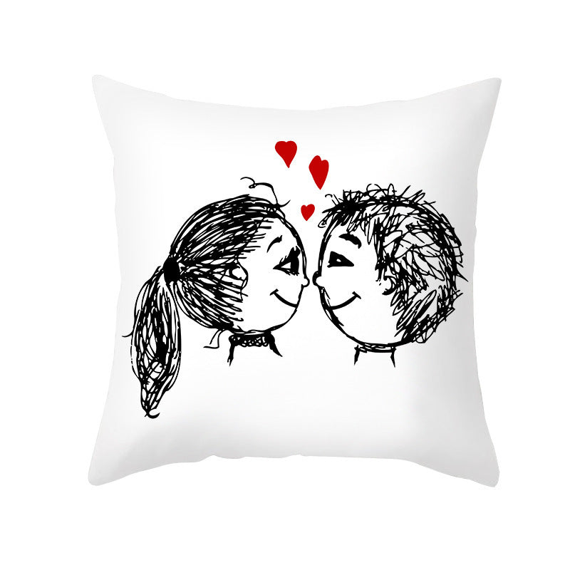 KTX-734035 Valentine's Day Modern Peach Skin Throw Pillow Cover - 45x45cm, Soft & Comfortable
