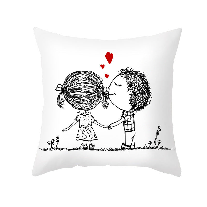 KTX-734035 Valentine's Day Modern Peach Skin Throw Pillow Cover - 45x45cm, Soft & Comfortable
