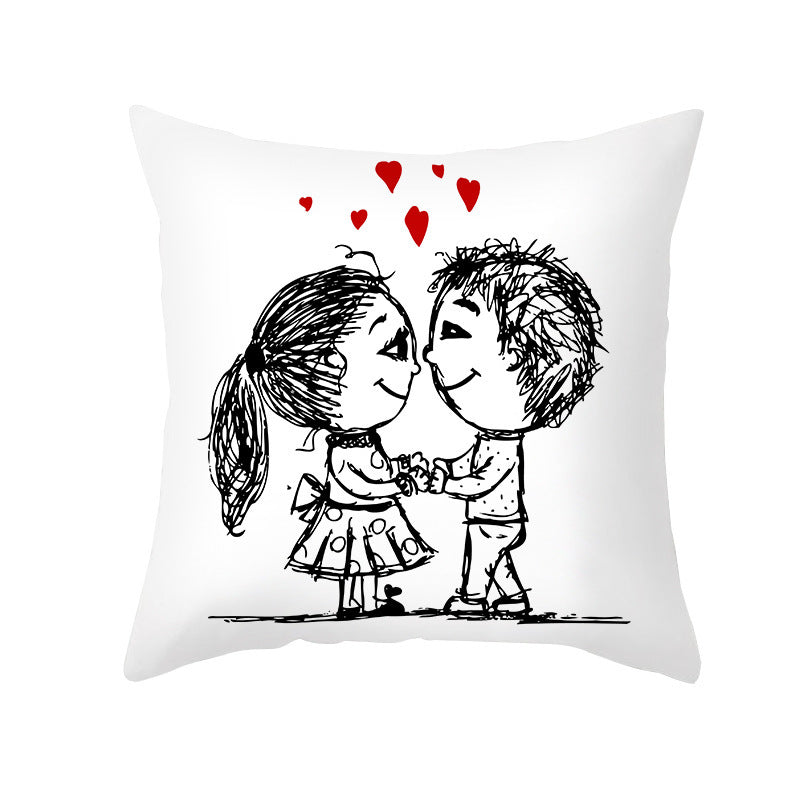 KTX-734035 Valentine's Day Modern Peach Skin Throw Pillow Cover - 45x45cm, Soft & Comfortable