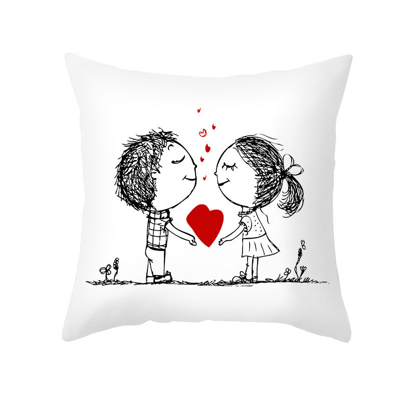 KTX-734035 Valentine's Day Modern Peach Skin Throw Pillow Cover - 45x45cm, Soft & Comfortable